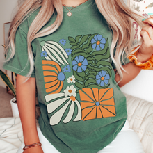 Load image into Gallery viewer, Trendy Comfort Colors® NY Retro, Groovy, Flowers T-shirt, Spring or Summer Green, Pepper, Crimson, Yam, Mustard or White T-Shirt
