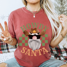 Load image into Gallery viewer, Howdy Santa Christmas T-Shirt Women&#39;s Funny Garment-Dyed Comfort Colors® Pretty Colors Retro Design Trendy T-Shirt
