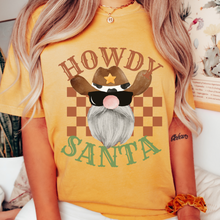 Load image into Gallery viewer, Howdy Santa Christmas T-Shirt Women&#39;s Funny Garment-Dyed Comfort Colors® Pretty Colors Retro Design Trendy T-Shirt
