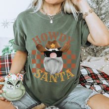 Load image into Gallery viewer, Howdy Santa Christmas T-Shirt Women&#39;s Funny Garment-Dyed Comfort Colors® Pretty Colors Retro Design Trendy T-Shirt
