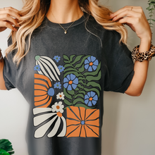 Load image into Gallery viewer, Trendy Comfort Colors® NY Retro, Groovy, Flowers T-shirt, Spring or Summer Green, Pepper, Crimson, Yam, Mustard or White T-Shirt
