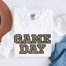 Load image into Gallery viewer, Game Day Shirt Game Day Sweatshirt Unisex Sweatshirt Women&#39;s long sleeve Sweatshirt, Football White or Ash Game Day leopard Print Shirt
