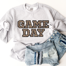 Load image into Gallery viewer, Game Day Shirt Game Day Sweatshirt Unisex Sweatshirt Women&#39;s long sleeve Sweatshirt, Football White or Ash Game Day leopard Print Shirt
