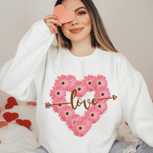 Load image into Gallery viewer, Valentine&#39;s Day Daisy Heart Love Unisex-Size Winter Crewneck Sweatshirt Winter Pullover Valentine Love White or Pink Crewneck Sweatshirt
