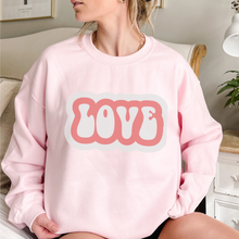 Load image into Gallery viewer, Valentine&#39;s Day Retro Love Unisex-Size Winter Crewneck Sweatshirt Winter Pullover Valentine Love White or Pink Crewneck Sweatshirt
