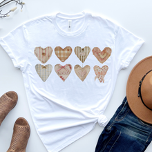 Load image into Gallery viewer, Valentine&#39;s Day Tiny Pastel Hearts Unisex-Size Winter Crewneck Sweatshirt or Tee Winter Pullover Valentine Print Hearts White Crewneck or T-Shirt
