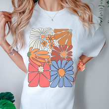 Load image into Gallery viewer, Always Free Shipping! Trendy Comfort Colors® Retro, Groovy, Flowers T-shirt, Spring or Summer Green, Pepper, Crimson, Yam, Mustard or White T-Shirt
